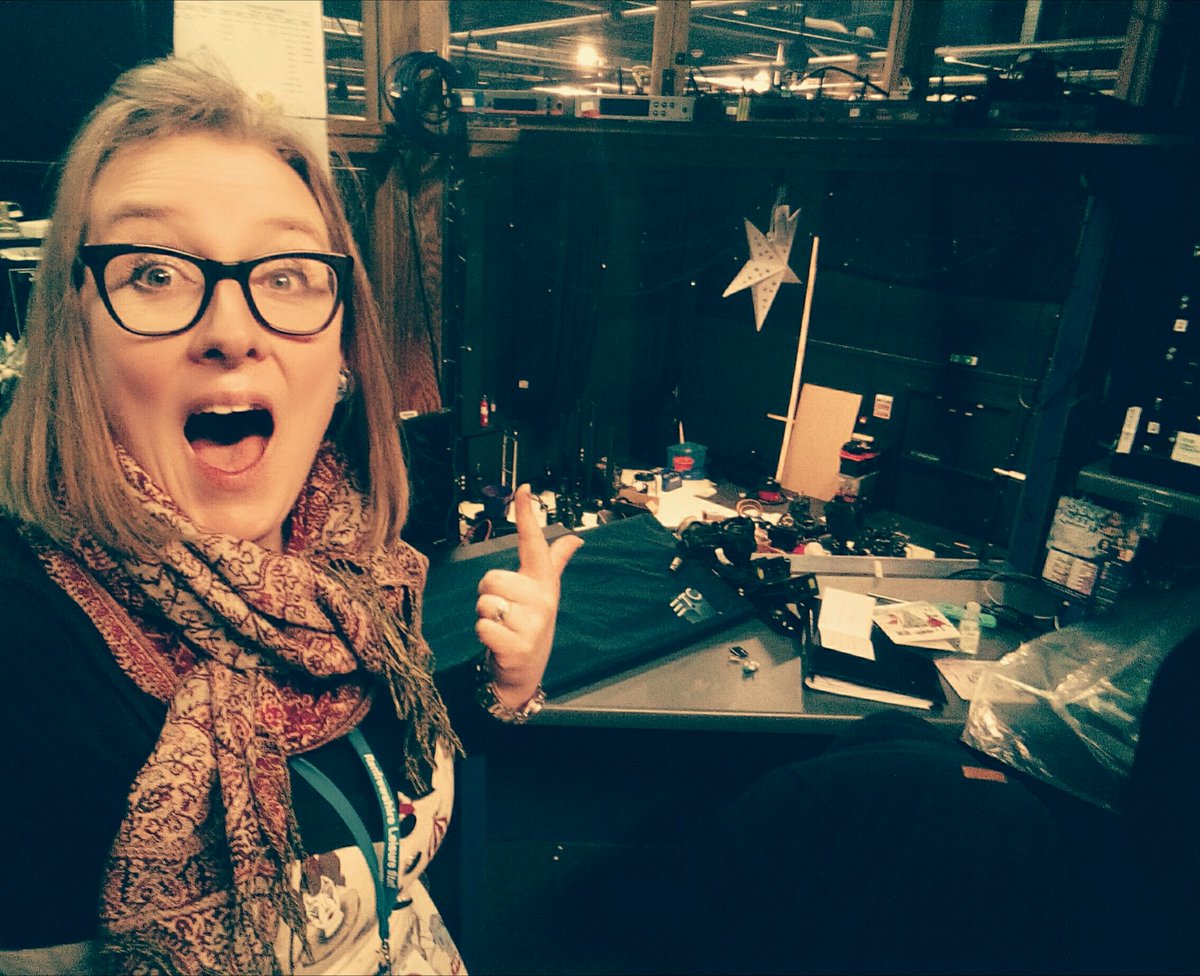 TheWeeMaverick's tweet photo. Puuuuure got tae go in the Techie box at @PaisleyArts Centre. Looked up at it manys-a-time but never doon from it. Well excited. Every day's an adventure for yer Wee Maverick. Thanks @PACBackstage. 💖 https://t.co/EKDGETZBeS