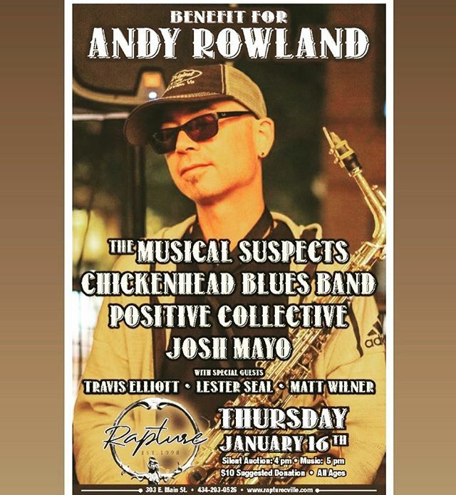Come out for an outstanding cause and stellar music this Thursday.  Our buddy Andy Rowland needs help with his medical bills and we love him.  #love #support #goodvibes ift.tt/2FRsgAo