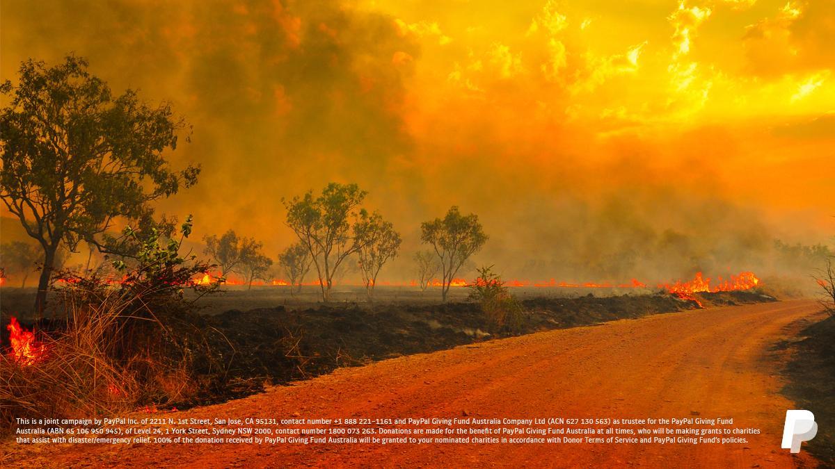 PayPal's tweet image. Show your support for the people and communities affected by the devastating bushfires in Australia here: bit.ly/2TuRnRg