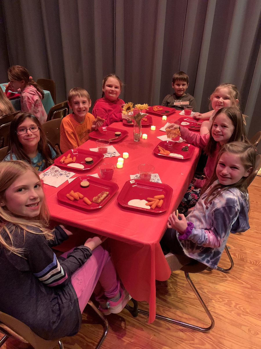 CH_Elementary's tweet photo. These students used 10 Tartan Tickets for the chance to have a “Fancy Lunch” on the stage.  We dined by candle light and music while celebrating the students’ success!! #SOARtoNewHeights https://t.co/XA5Ovq9acU