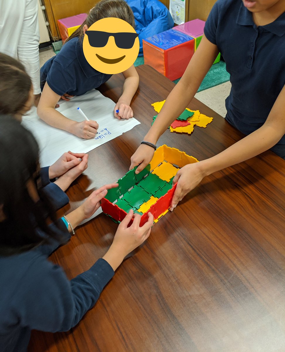 NGMBowen's tweet photo. So impressed by Mrs. Filice's Gr 4s! They used #polydrons to investigate how a given perimeter can produce different areas. Great collaboration, listening, and clearly showing their work! (Also: great 3D shapes! 😉) Can't wait to work with them again soon! @steuces @hwcdsbmathk8 https://t.co/YzVu50D26u
