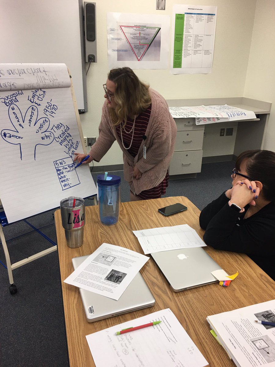 LShellito's tweet photo. What a great team time with @mrscharramos & @mrsRRivera4 as they modeled for each other how they would reteach a standard. Way to shine!! #MalvernES #mymisd #misdread https://t.co/yWq7ipXc83