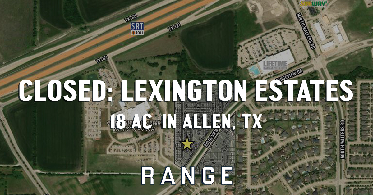 RangeRealty's tweet image. We are pleased to announce another deal closed in DFW! 

Lexington Estates lies near TX-121 in Allen, one of the metroplex's top growth corridors. Upon completion, the development is expected to feature 95 new townhomes and 22 detached single family homes.