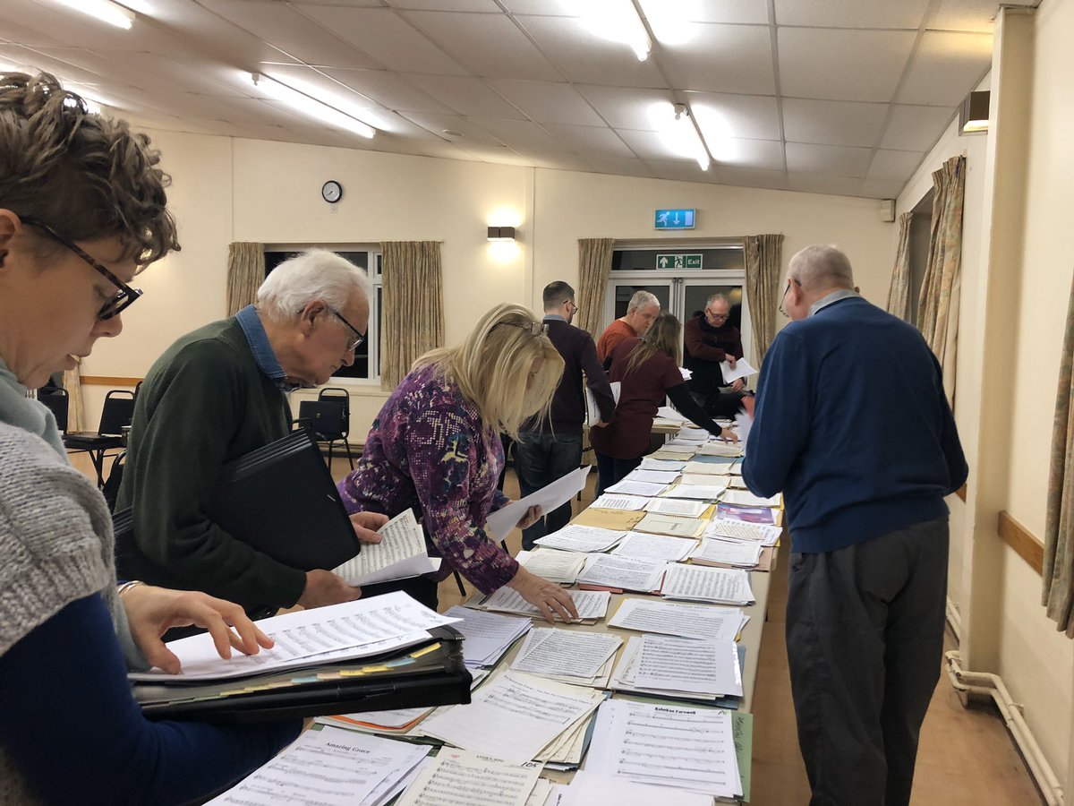 The band are busy this evening sorting our pads of music – ready for fresh tunes for 2020! 🎶