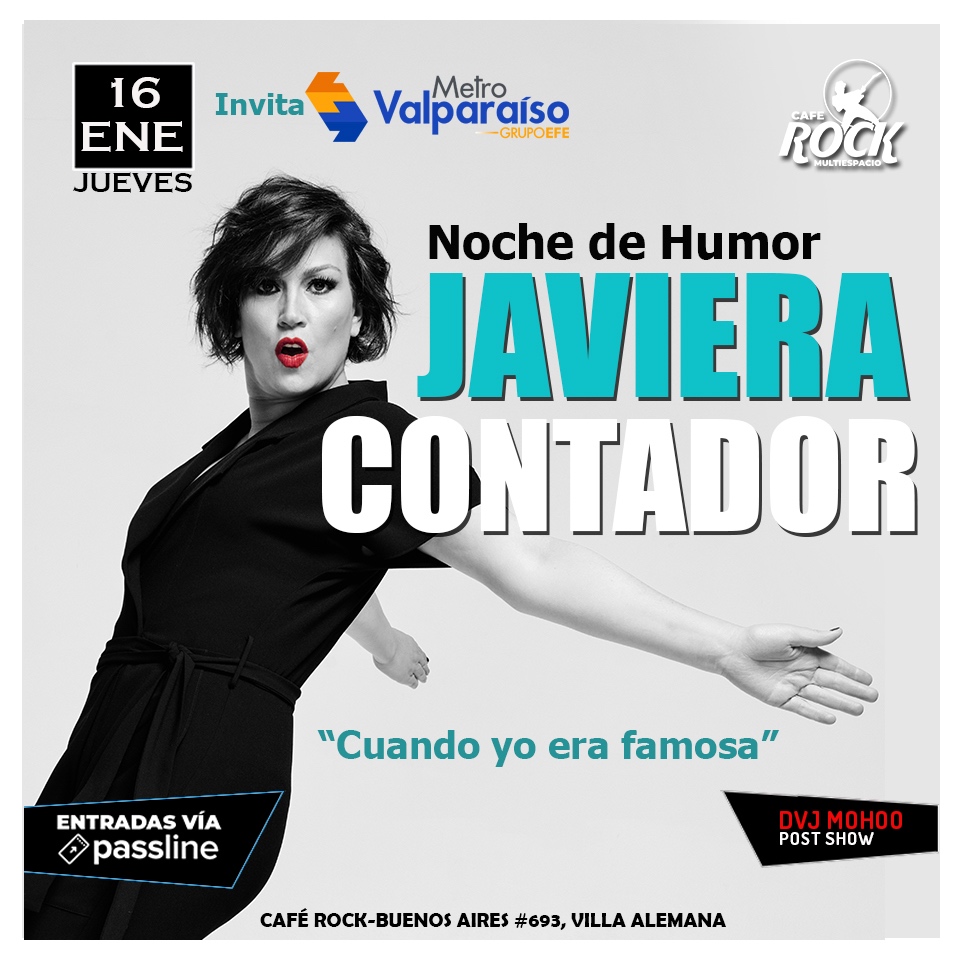 EFEValparaiso's tweet photo. #Concurso En la previa al #FestivaldeViña2020 , #MetroTeLleva hasta las puertas de Café Rock en #VillaAlemana, para reír con el show de la gran @javimishow este jueves 16 de enero a las 22:00 hrs. ¡Dale RT a este tweet y estarás participando por entradas dobles😱! https://t.co/VEY54z8QkH