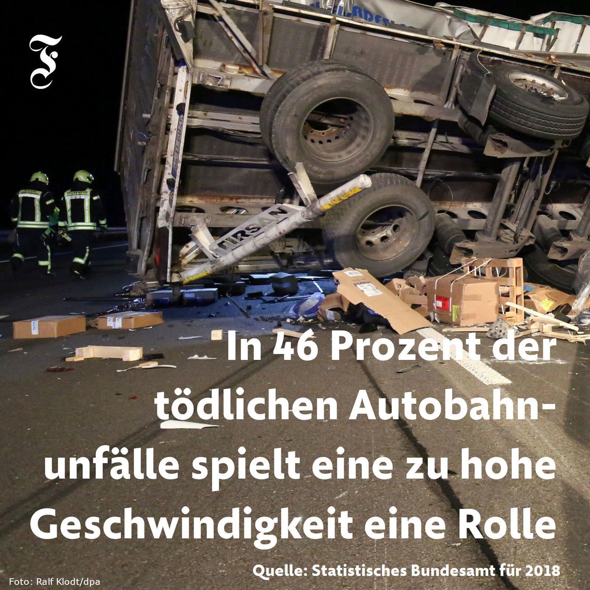 Im Jahr 2018 kamen insgesamt 424 Menschen auf deutschen Autobahnen ums Leben. Die Geschwindigkeit ist in 196 Fällen mitverantwortlich gewesen. buff.ly/2FQ3Qag