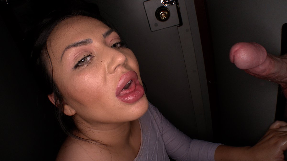 Latina loves sucking off gloryhole cocks in a seedy tampa adult bookstore