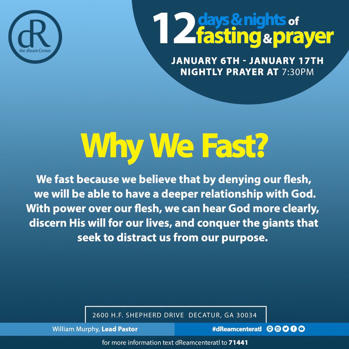 dReamcenteratl's tweet photo. #dReamcenteratl #dRFast #12Days #fasting #praying #issaFAST #hardRESeT #iExpectAMiracle #thisGONbemyYEAR #miraclessignsandwonders #dRBluePRINT #werebuildingsomethingthatmatters https://t.co/qxoZlztR02