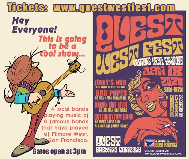 Have you gotten your tickets To Quest West Fest this Saturday yet!? If not, you probably should. We are limiting admission to 150 people since this event will be held inside. Tickets are going fast so get yours today. See you on Saturday!
Ticket link: questwestfest.com