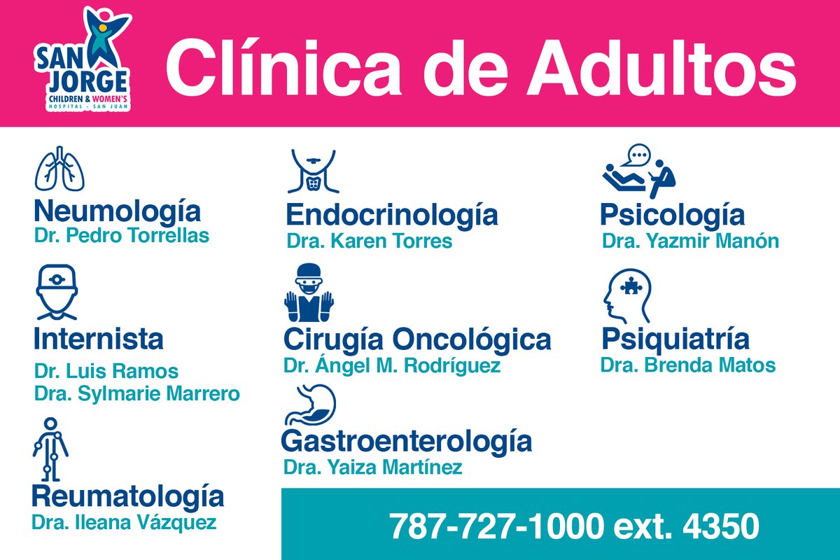 Haz tu cita en nuestra clínica de adultos y permite que nuestros especialistas te brinden el servicio que necesitas.

787-727-1000 ext. 4350 😉
