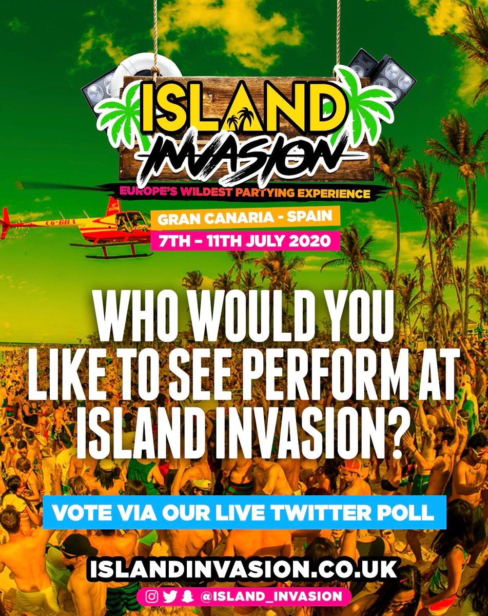 island_invasion's tweet photo. The Time Has Come🚨

Who would you like to see perform at #ISLANDINVASION?

You decide ‼️

Comment your favourite artist below or quote tweet them to vote ✅

Voting ends Sunday Midnight https://t.co/jmVN7Y1nk0