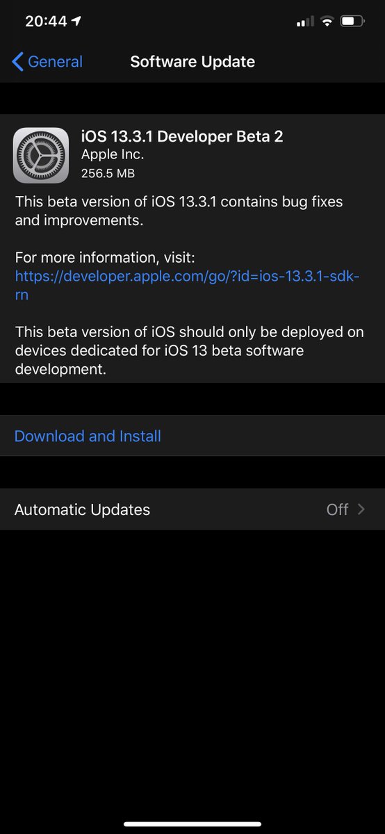 MaxdMerc's tweet image. iOS 13.3.1 Developer beta 2

#iOS1331DevBeta2

#Apple #iPhone #iOS