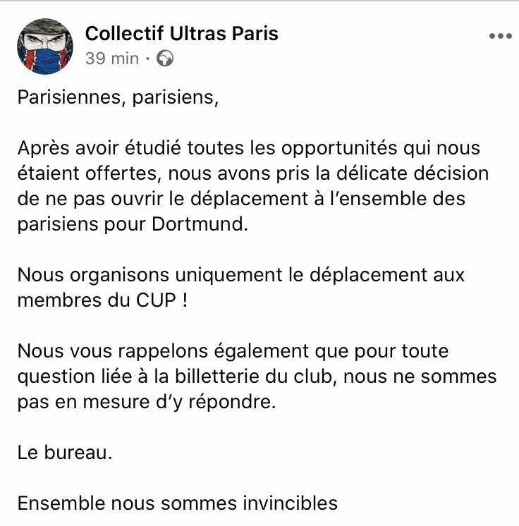 noahgrutzner's tweet photo. Merci @Co_Ultras_Paris de nous privé d’aller soutenir notre club à Dortmund pour des choix inconnu, CUP un club VIP ? 🤷🏼‍♂️ en attendant qu’ils répondent à leur MP on est en droit de se poser la question https://t.co/gbsn6aIxEt