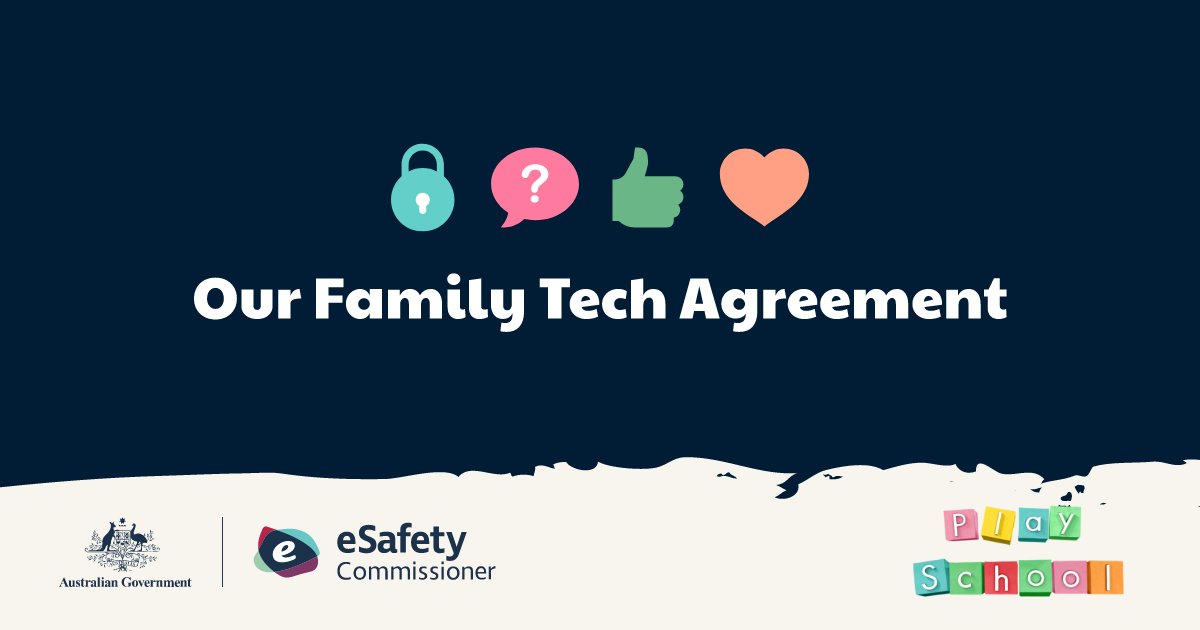 eSafetyOffice's tweet photo. The Play School toys are joining us to help your family have safer online experiences. Use the Family Tech Agreement to set some rules and limitations around the use of phones, tablets, computers and TVs with your children at home: https://t.co/RiAEdsKNI5 #ABCkids  @ABCaustralia https://t.co/vq6koIL5by