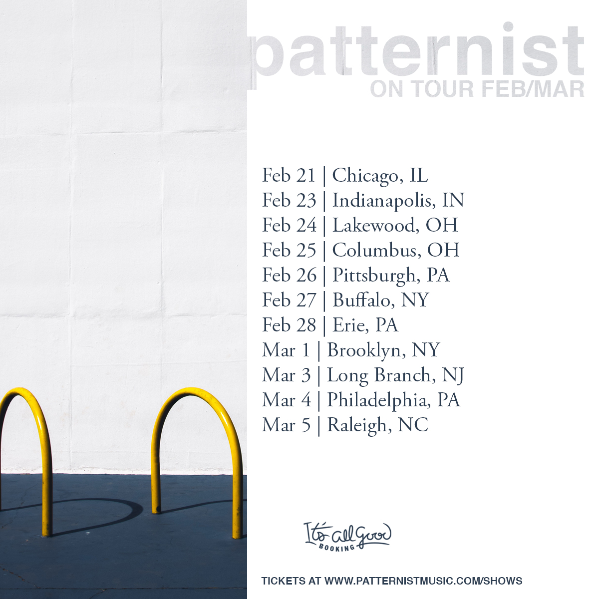 IAGBooking's tweet photo. TOUR ANNOUNCEMENT 🚨
@PatternistMusic is heading out on the road next month! Grab your tickets now at https://t.co/fKK3IH0jFh https://t.co/Vs25OaVBig