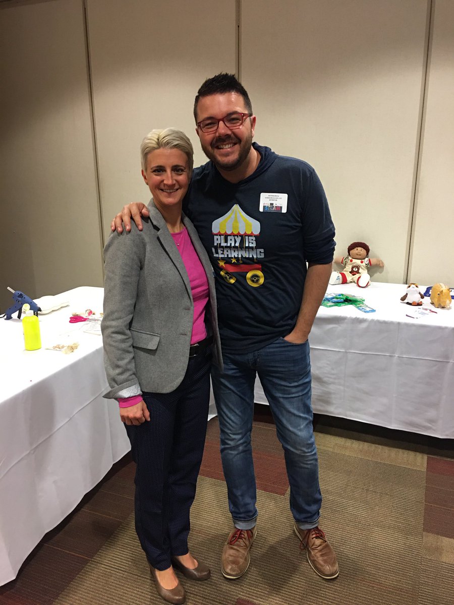 shawnalongo's tweet photo. Fun day meeting @mrdearybury face to face and hearing his amazing and hilariously relevant keynote! #tmisteam20 @drbpchinni_TMI #STEAM #artsintegration #teachcreativity https://t.co/I3CPewN1D6
