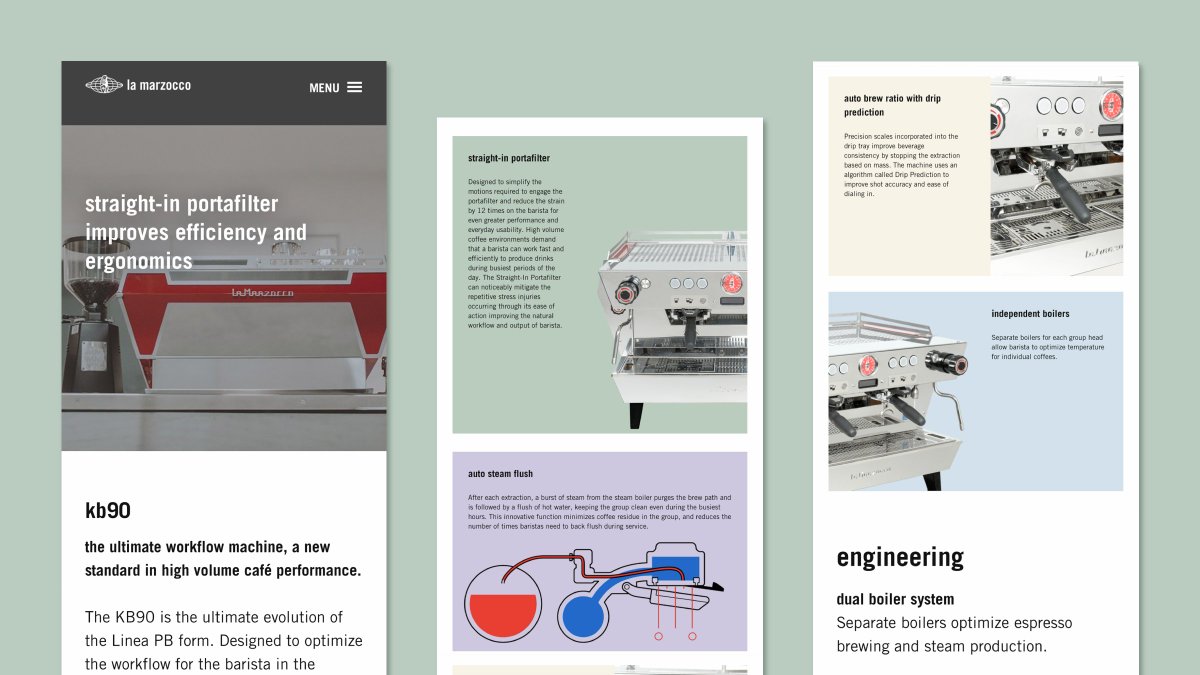 Congratulations to <a href="/lamarzocco/">La Marzocco</a> for their <a href="/Sprudge/">Sprudge</a> Sprudgie Award - Best New Product for the KB90. What is the KB90, you ask? You can check out the machine details, from engineering to ergonomics, on their gorgeous Needmore-designed site. 

lamarzoccousa.com/machine/kb90/