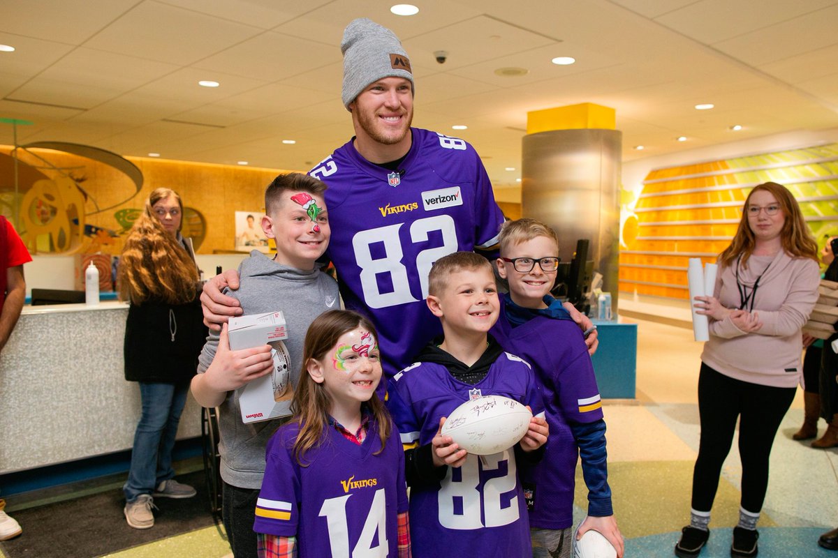 Congratulations to @KyleRudolph82 for taking third place in the <a href="/NFL/">NFL</a>'s #WPMOYCharityChallenge! Kyle's recognition means our hospital will receive a $5,000 donation to support our patients and families. Learn more. ➡ bit.ly/2Tj791M

#Vikings | #WPMOYChallenge Rudolph