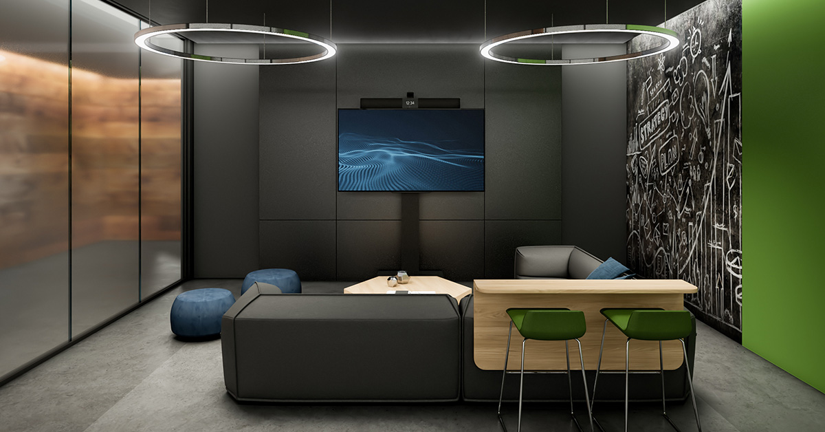 NurevaInc's tweet photo. Even in a huddle room like this, a traditional audio conferencing system might leave dead zones. The new #HDL200 solves that with true full-room pickup for small spaces. Hear it at #ISE2020, stand 11-D160. @ISE_show #AVtweeps #proAV https://t.co/vfPAboA4aW https://t.co/8SvvdegM9A