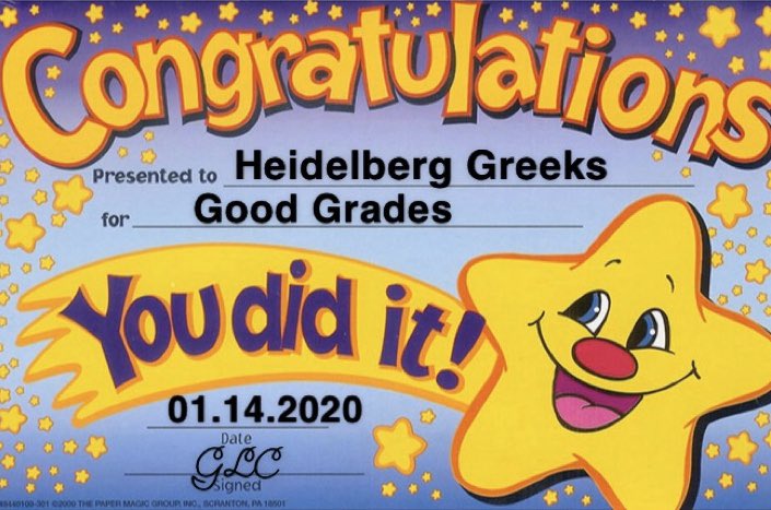 Congrats to all of our Greeks for earning an overall GPA of 3.33 last semester! 🥳