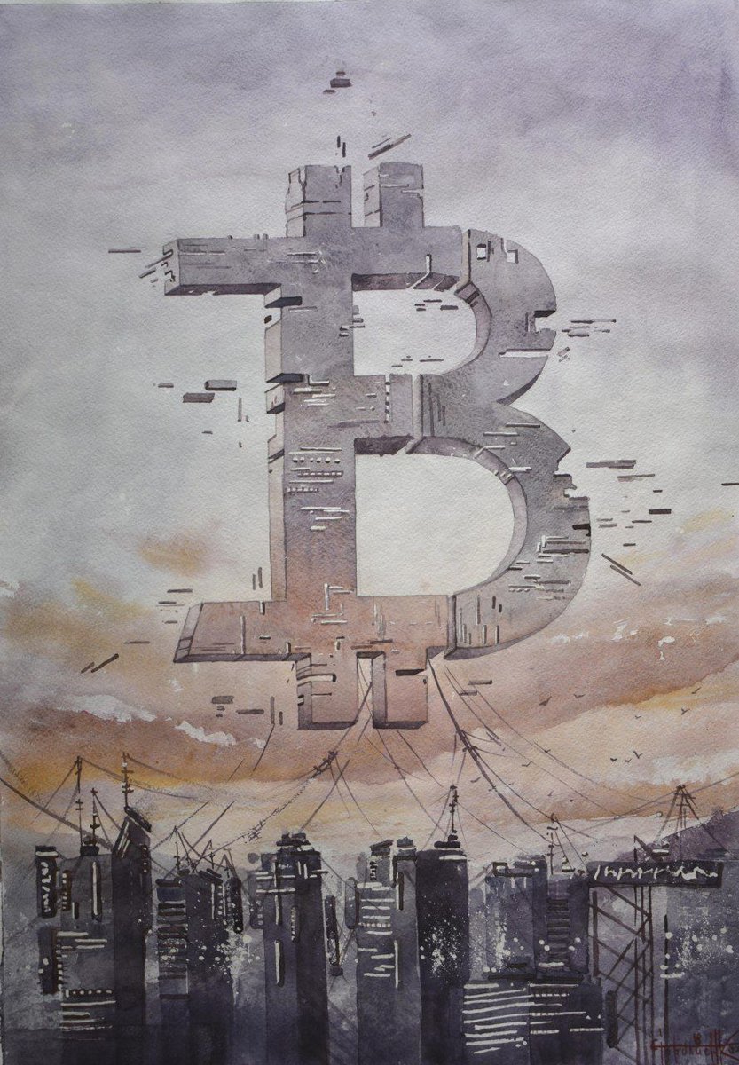Bitcoin's tweet image. "New Age"
Eugene Gorbachenko, watercolor, 2018