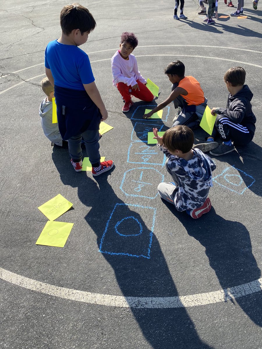 4MrSquire's tweet photo. Ss getting some exercise (hopscotch) while practicing ordering fractions, with some equivalent fraction practice, too!  @brookside_opusd #opshares https://t.co/RvlPRf4wwT
