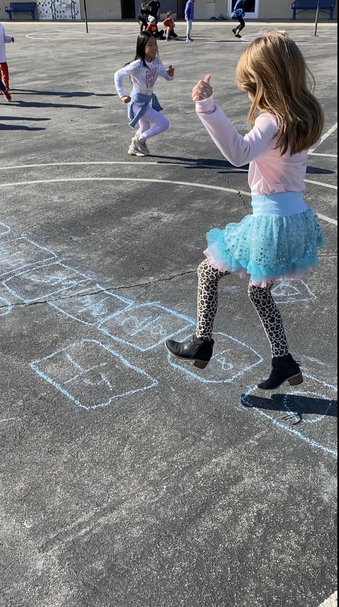 Ss getting some exercise (hopscotch) while practicing ordering fractions, with some equivalent fraction practice, too!  @brookside_opusd #opshares
