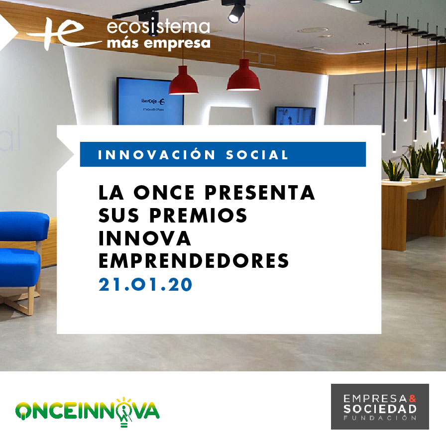 ¿Eres un emprendedor o empresa comprometido con la sociedad? <a href="/EcosistemaMas/">Ecosistema MÁS</a> presenta los premios <a href="/ONCE_oficial/">ONCE</a> Innova Emprendedores:
📅 21 Ene
⏰ 9:30-11:00h
🚩 <a href="/ibercaja/">Ibercaja</a> Xplora
📲 ecosistemamasempresa.ibercaja.es/agenda/zaragoz…

<a href="/MueveteLibre_ES/">Muévete Libre</a> <a href="/farrizab/">Felix Arrizabalaga</a> <a href="/atades/">Ingrid</a> <a href="/amigosEyS/">Empresa&Sociedad</a> <a href="/ajezaragoza/">AJE Zaragoza</a> @IbercajaSocial