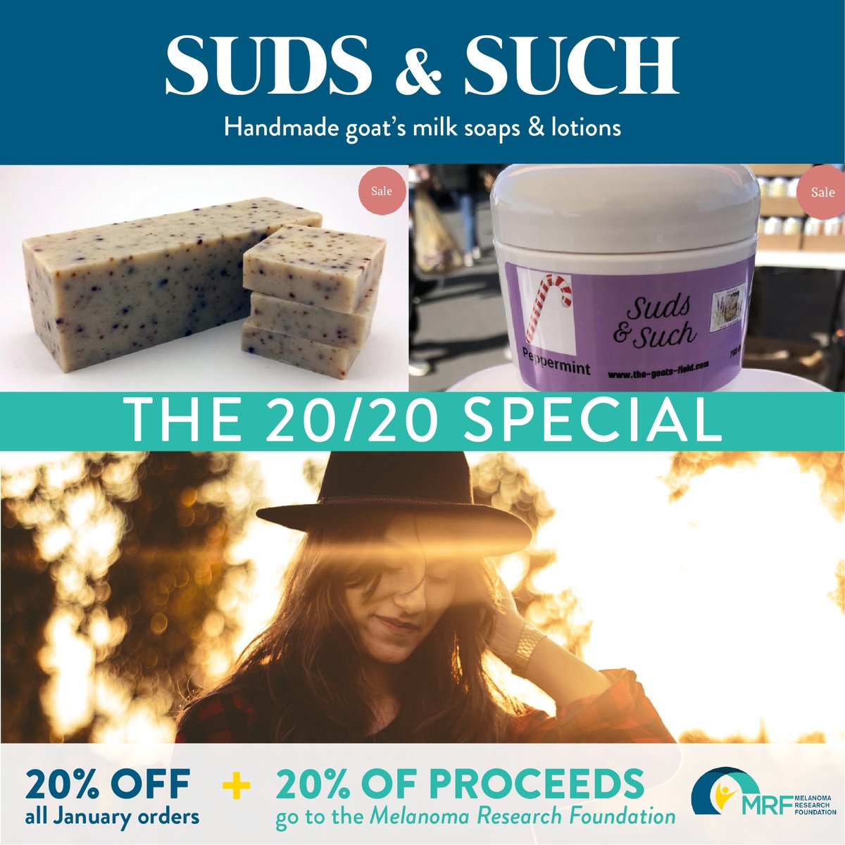 Meet <a href="/sudsansuchaz/">thegoatsfield</a>. Makers of goat’s milk soaps and lotions.

Shop their January SALE! This month, take 20% OFF your ENTIRE order. PLUS, 20% of January’s proceeds goes to  @curemelanoma

Shop: the-goats-field.com
Code: MRF20 at checkout 

#sudsandsuch #goatsmilkskincare