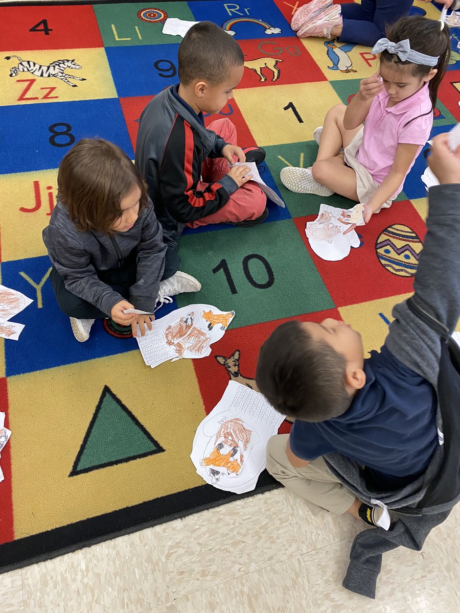 We made each character from The Mitten by Jan Brett and used them to practice retelling the story with a friend!