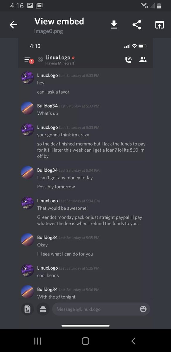 mage_pe's tweet photo. @TheRealDRPE @TheRealPatarHD Scamming your staff and not paying your investors still. 

You're being reported to minecraft. We have enough proof to shut you down kid. https://t.co/guocPARVjc