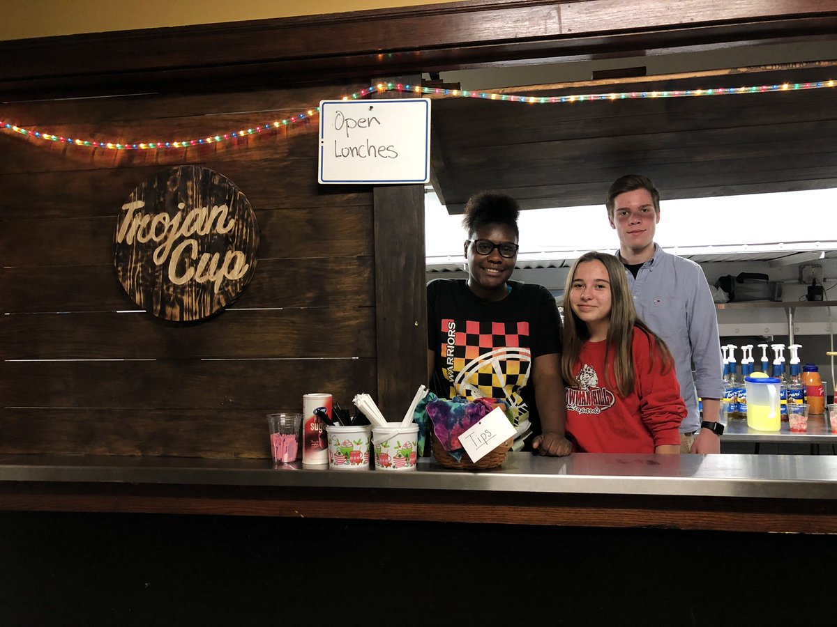 ThsNews1's tweet photo. The Trojan Cup coffee shop is back and open for business during lunch and before school. Catch a smoothie or a lemonade if you’re not the type for caffeine—and support this small business run by student volunteers! #ths https://t.co/SVK5pP3YX0
