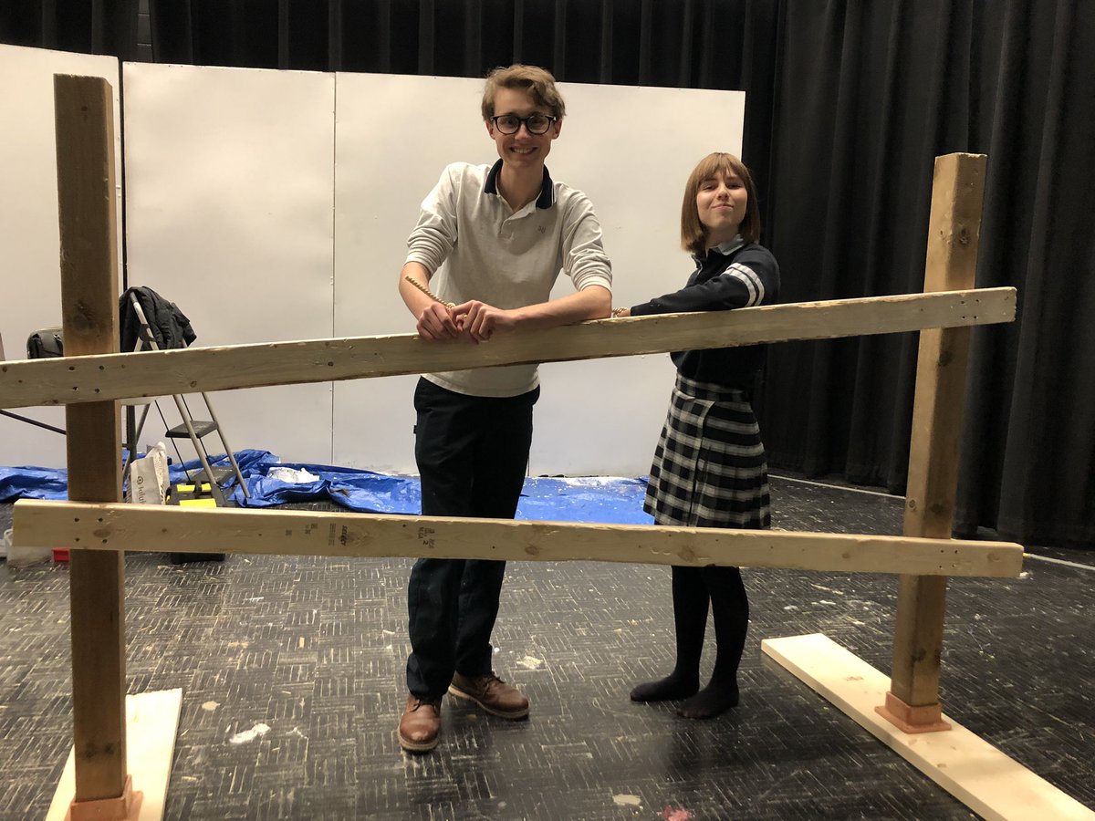 MsBudgell's tweet photo. Today the set team worked to build our fence for our @OttawaCappies production of The 39 Steps @ImmaculataOCSB #whymac #ocsbArts @ImmaculataArts #macdrama #ottawa #theatre #ottawatheatre #sets https://t.co/AIJ1j6z5kD