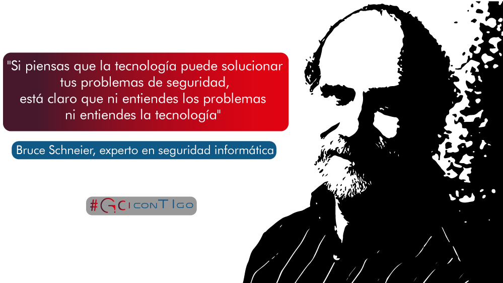 gci_informatica's tweet photo. "Si piensas que la tecnología puede solucionar tus problemas de seguridad, está claro que ni entiendes los problemas ni entiendes la tecnología" 🤔Bruce Schneier, experto en seguridad informática 🧐

#GCIconTIgo #EmpresaCertificadaISO #TransformacionDigital #SeguridadInformatica https://t.co/1iLzeH97sT