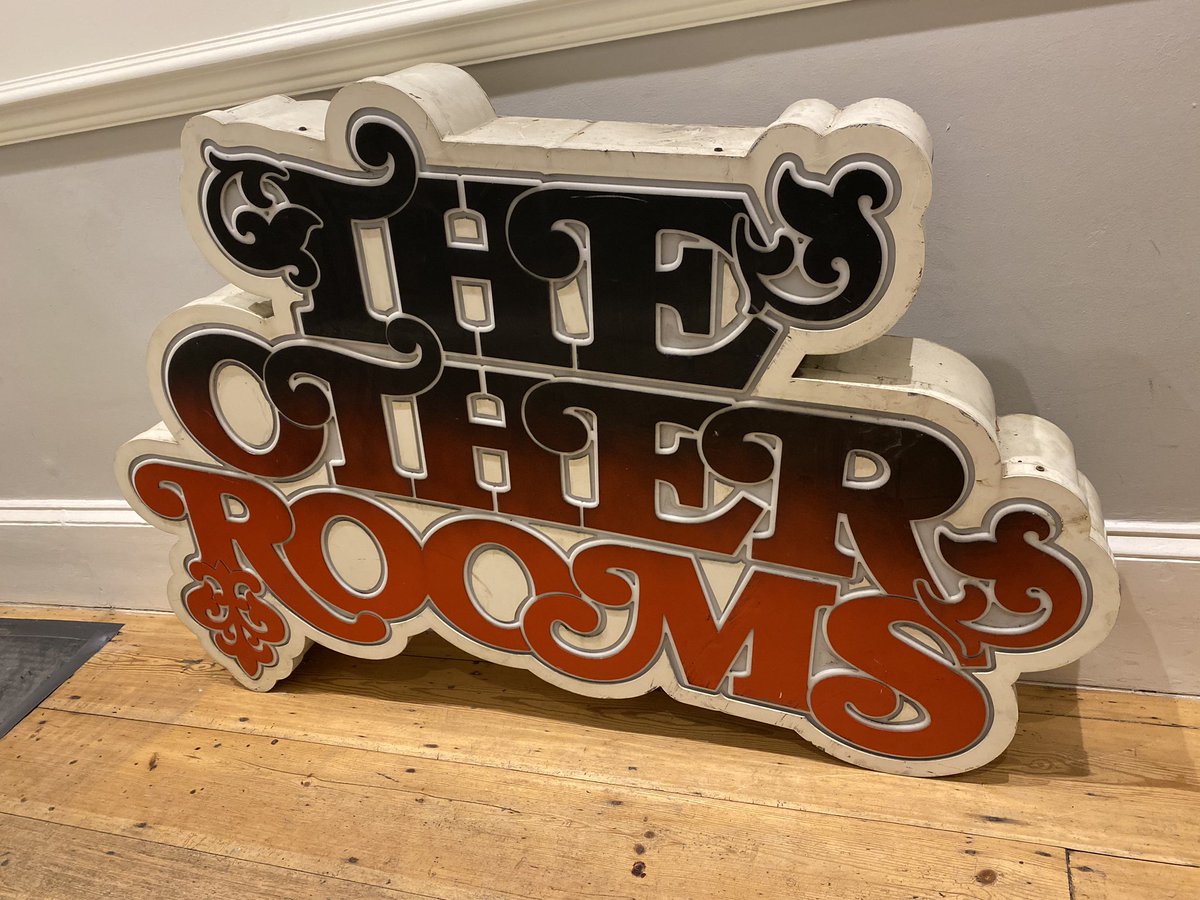 The latest addition to my sign collection, this came from a now closed Manchester nightclub that I’m keen to try and identify. I believe it’s from the 1980s or early 90s. It’s custom-made metal and perspex and used to illuminate. The plan is to clean it and get it working again.