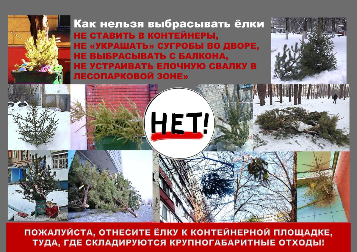 🎄🖐🏻Елочка, прощай!

По традиции, массово выбрасывать новогодние елки начинают после старого Нового года 14 января. 
🙏🏻Поэтому убедительная просьба к горожанам и жителям районов: НЕ выбрасывайте хвойные деревья в непредназначенные для этого места❗

vk.com/public17514928…