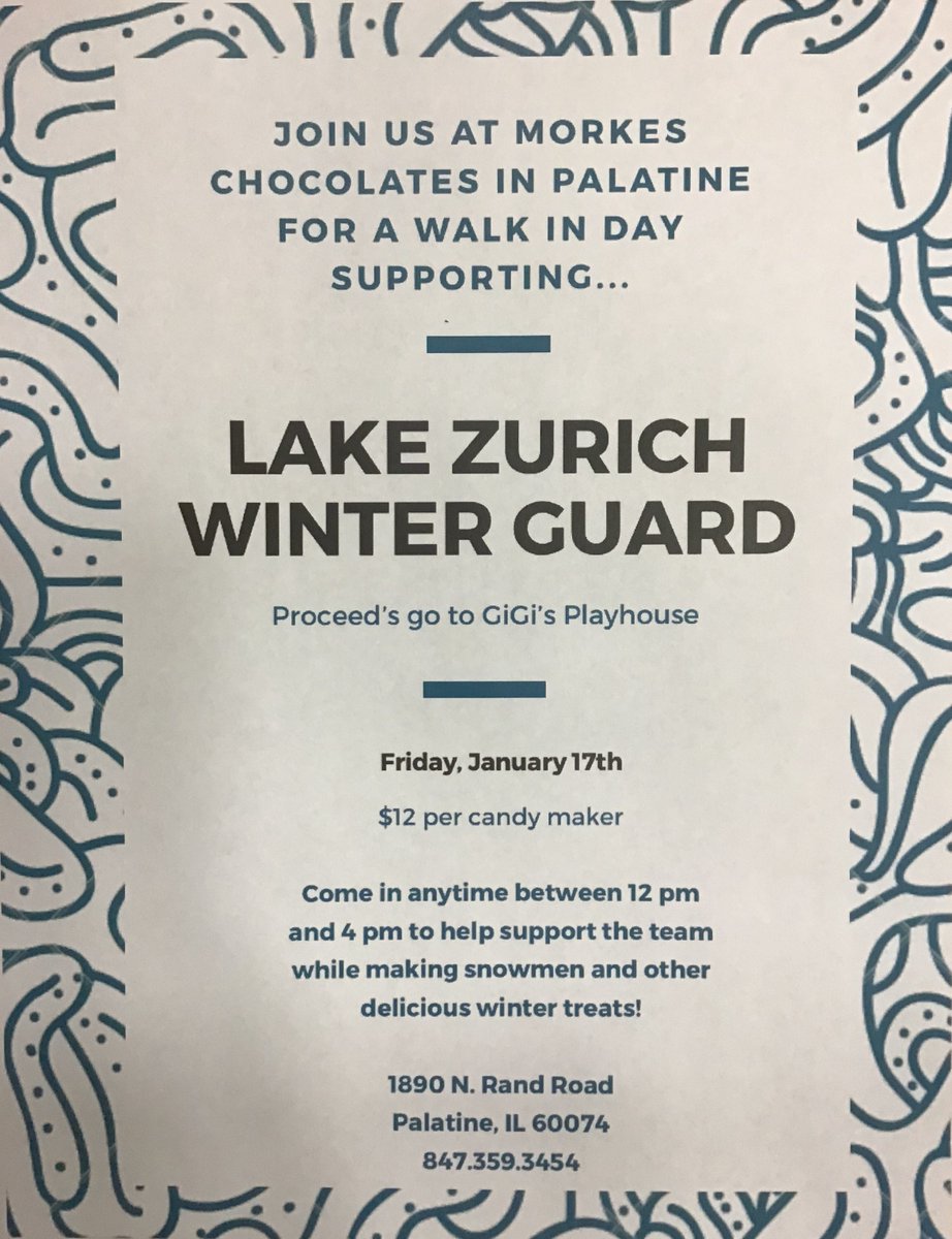 LZHSStudCo's tweet photo. Need plans for Friday??? Join LZ Winter Guard for their Charity Bash event @MorkesPalatine making chocolate from noon to 4pm. Open to the Pubic. All proceeds go to @GiGis_Playhouse
#WeAreLZ #LZNATION #CharityBash https://t.co/uvUoWnGRCo