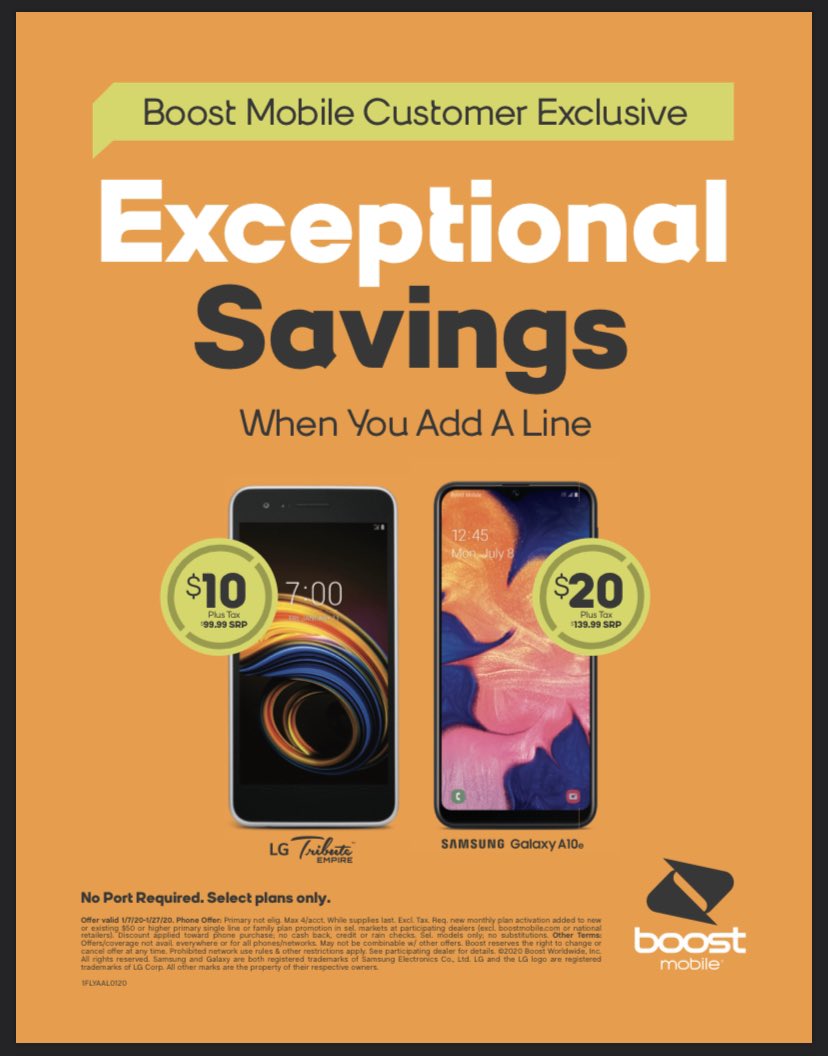 ewbyboostmobile's tweet photo. EXCEPTIONAL savings up to $120 when you add a new line! You can never go wrong with LG or Samsung! Stop by today for details. #bestvalueinwireless https://t.co/t4as6zM4O4