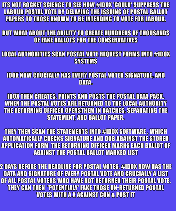 GillyRoots's tweet photo. @LauraMStuart9 Postal Vote Fraud for the General Election 2019 #IDOX
Investigate & report....
#riggedelection #ukelection2019 https://t.co/n68FfVJz0d