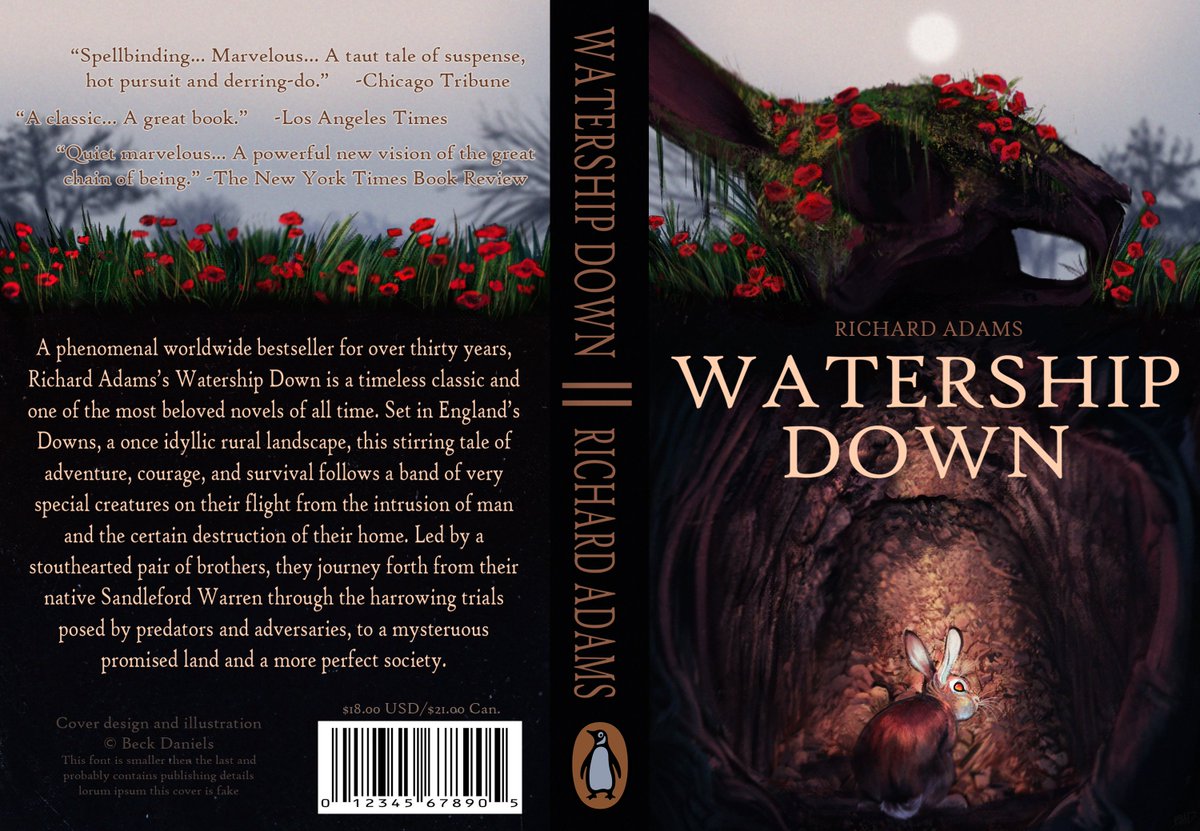 beckwreckham's tweet photo. shoulda waited to post this for portfolio day but here's smth i've been babying since november 2019: a #watershipdown #bookcover 
thank you #richardadams for making everyone agree on exactly how #rabbit religion works
#digitalillustration #surrealism #bunnybones https://t.co/gTnlvEfXGN
