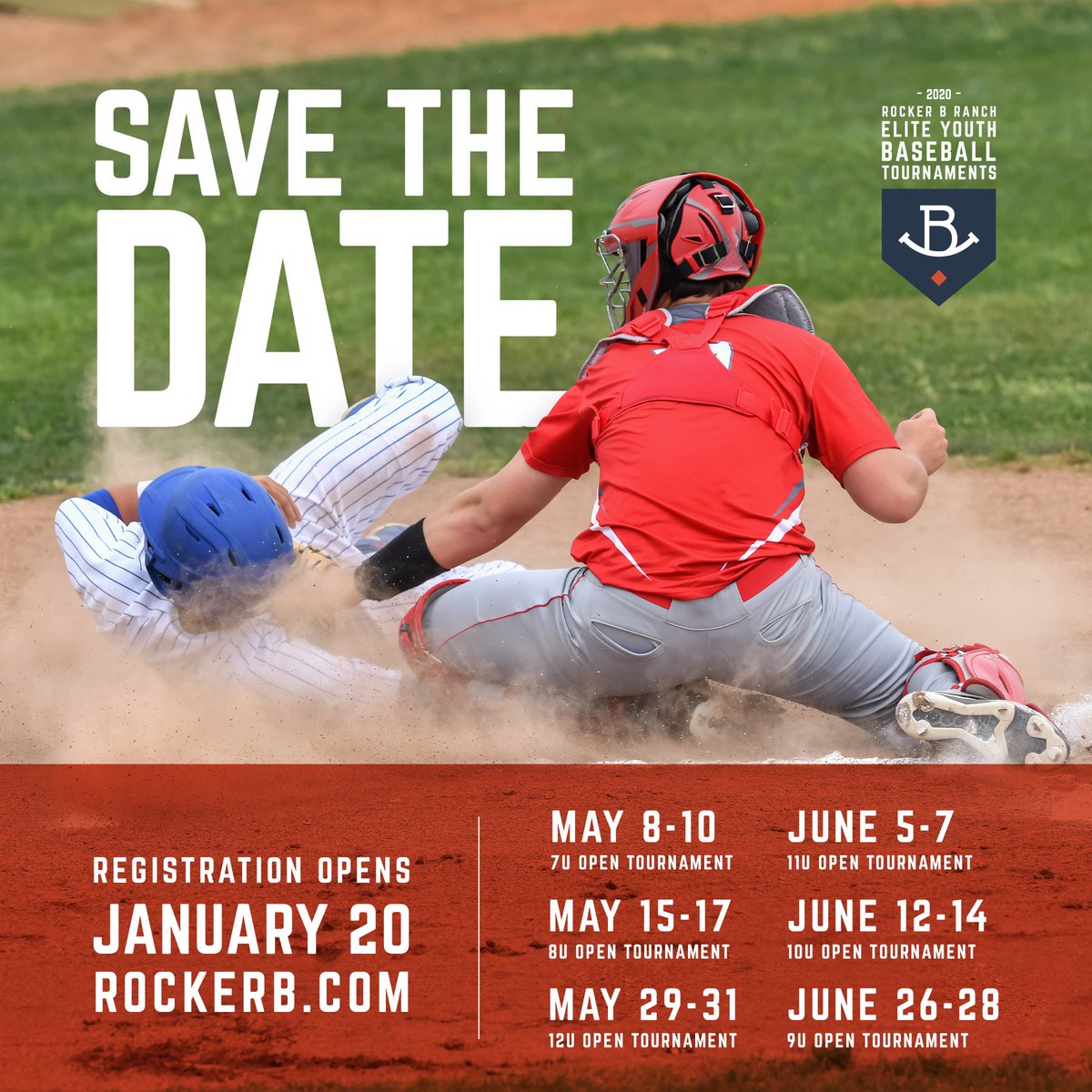 SAVE THE DATE — Registration opens JANUARY 20th

With two of the finest youth baseball fields in America, you and your team will not want to miss these “bucket list” tournaments!

#rockerbranch #eliteyouthbaseball #springbaseballtournaments #rockerbranch2020 #elitebaseball2020