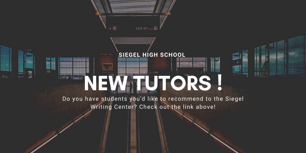 Hey Siegel faculty! Do you have students you think would be perfect for the writing center? Click the link below to help the writing center grow! <a href="/SiegelHighStars/">Siegel High School</a> 
forms.office.com/Pages/Response…