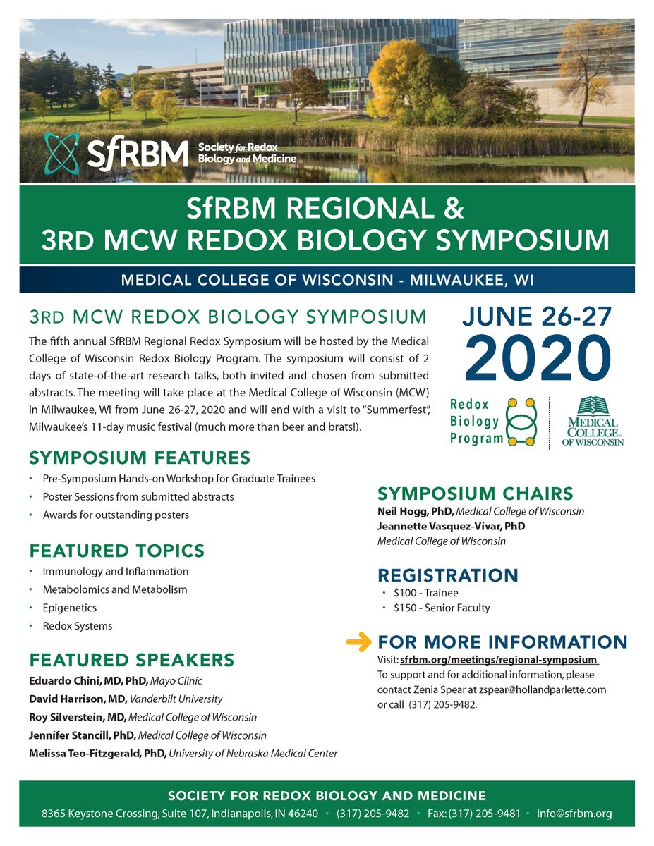 #3rd MCW REDOX SYMPOSIUM &amp; SfRBM REGIONAL SYMPOSIUM-2020