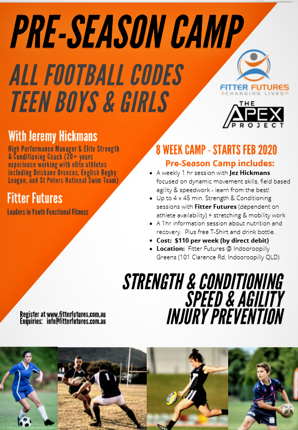 JezHickmans's tweet photo. I will be running exclusive 8 Week Pre Season camps in conjunction with Fitter Futures for football codes and netball/basketball designed at improving speed, agility and injury resilience commencing Wed 19th Feb.
Numbers are limited: contact Sam on info@fitterfutures.com.au ASAP https://t.co/iciLxuNbuF