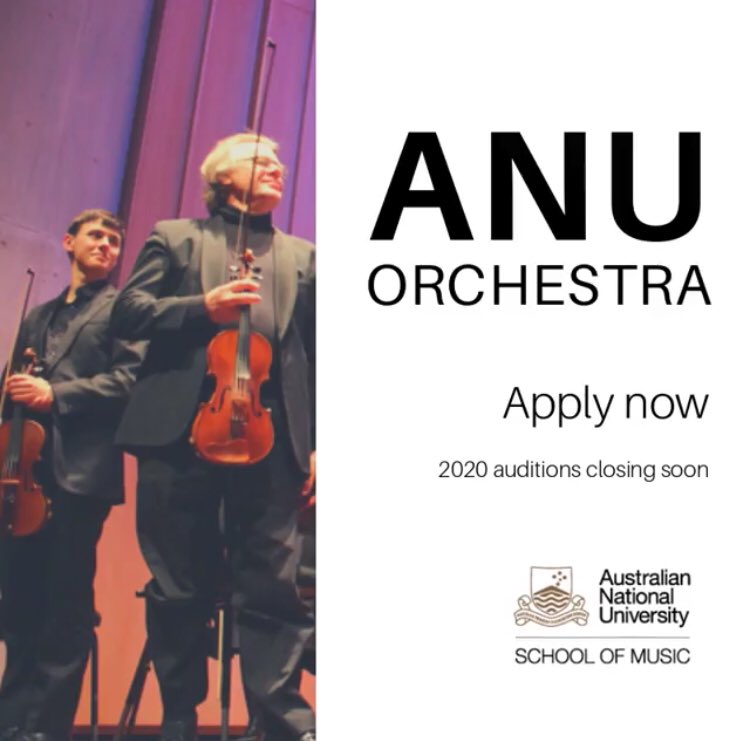 SoM_ANU's tweet photo. Are you an ANU student, Alumni (up to 5 years after graduating) or community member aged 16-26? 2020 applications for ANU Orchestra close soon! https://t.co/OCwKA0m2vP https://t.co/18vlPMVcsN