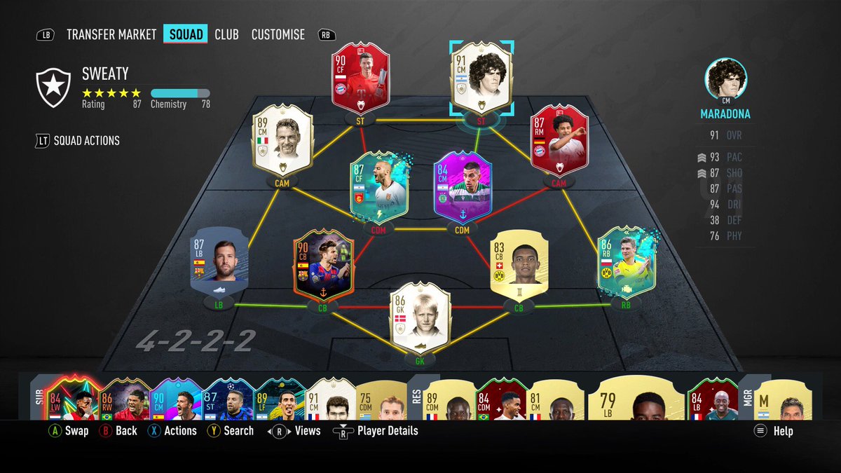 JakeS0503's tweet photo. I play 4-2-2-2 in game all team is untradeable apart from Alba and akanji I have 120k much love bro❤️ #itshaber https://t.co/QVgI9MSNFQ