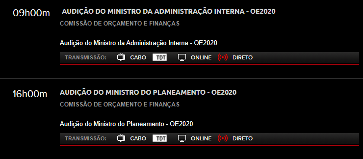 As audições que irão decorrer durante o dia de amanhã na Assembleia da República