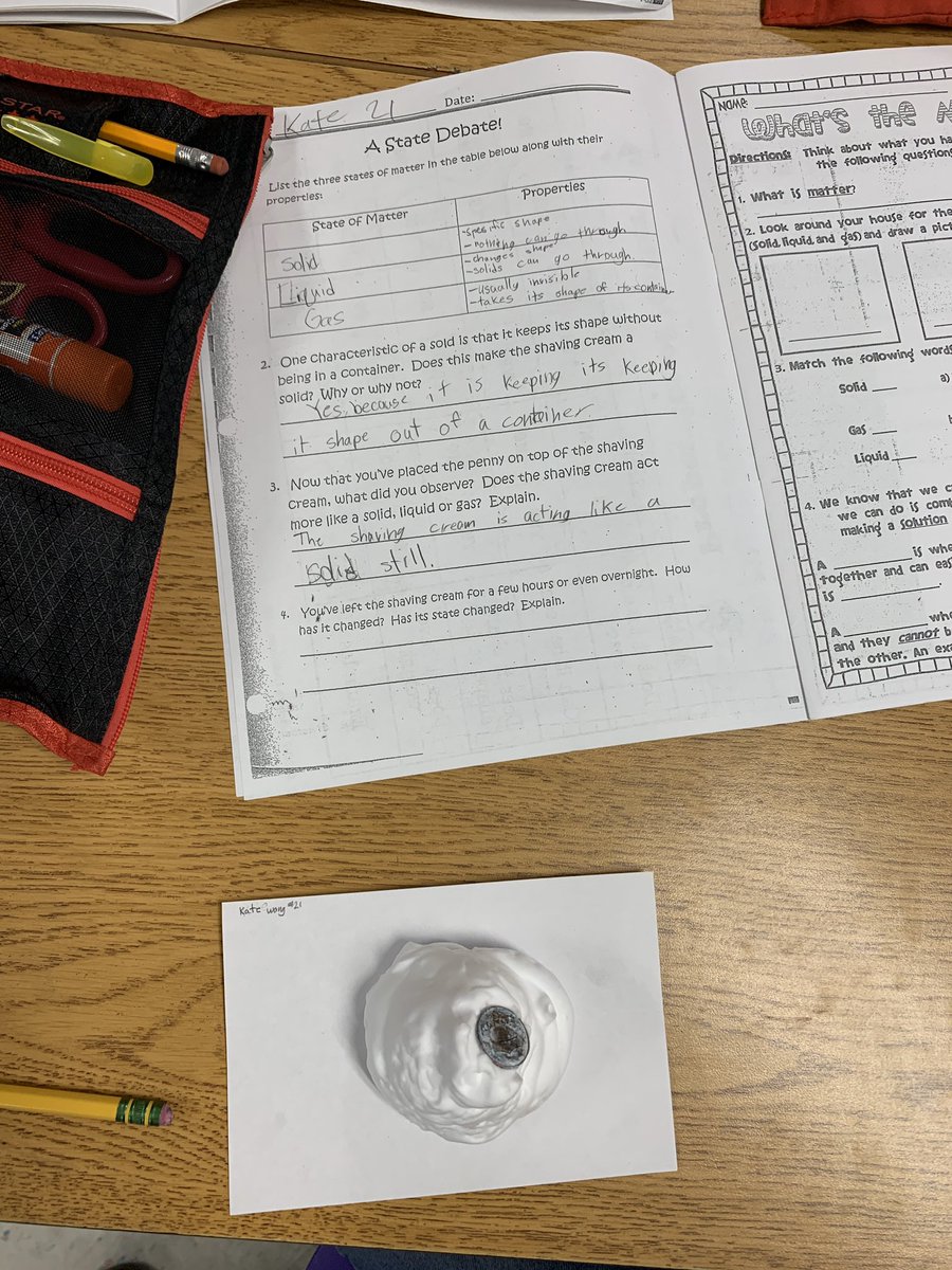 MrsSnipes105's tweet photo. These scientists love a good science exploration! We are having a State Debate about shaving cream. Is it a solid, liquid, or gas? As good scientists, we are going to ponder it overnight and see how it looks tomorrow when we do more observations. @BlueAshElem #3rdGradeScientists https://t.co/vrNlnDtEdF