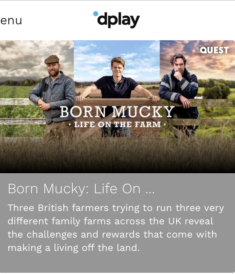 If you love farming, the great British Countryside and epic scenery then the new TV show #BornMucky created by <a href="/QuestTV/">Quest</a> is one to watch. Featuring us &amp; <a href="/Wyefarm/">Ally Hunter Blair</a> <a href="/TreflachFarm/">Treflach Farm</a> and our own <a href="/FarmerTomUK/">Charles Tomkins</a>. If you haven’t tried it yet, then go to dplay.org.uk to catch up.