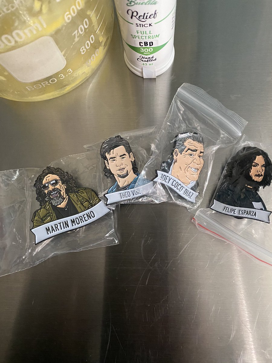 SuccesOffSpring's tweet photo. Got these bad boys in today thanks @RockinPins @funnyfelipe @madflavor @Martincomic @TheoVon #TheChurchFamily #WhatsUpFoo #CockSucka https://t.co/gd7EYzQTBu